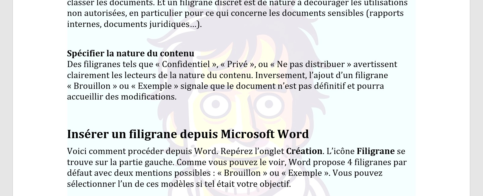 Comment insérer un filigrane dans un document Word